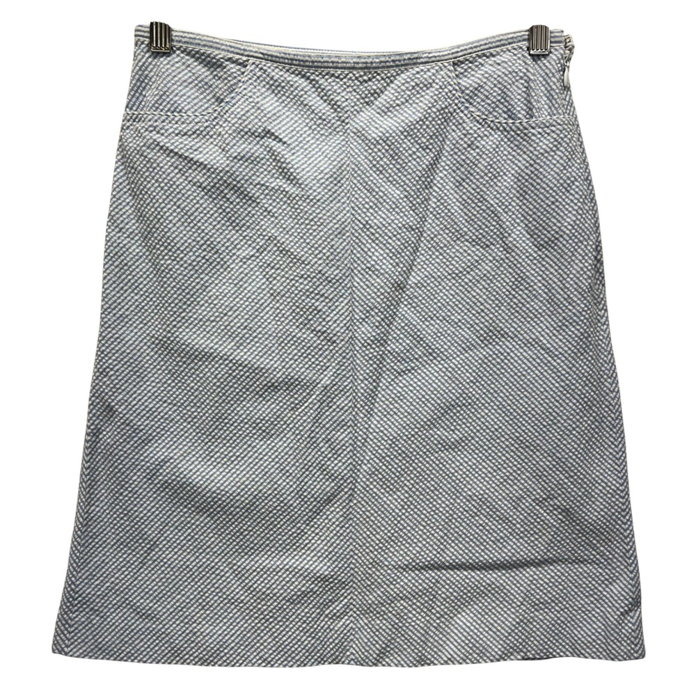 Ann Taylor Seersucker Skirt Womens 2 Blue White Striped A-Line Cotton Pockets